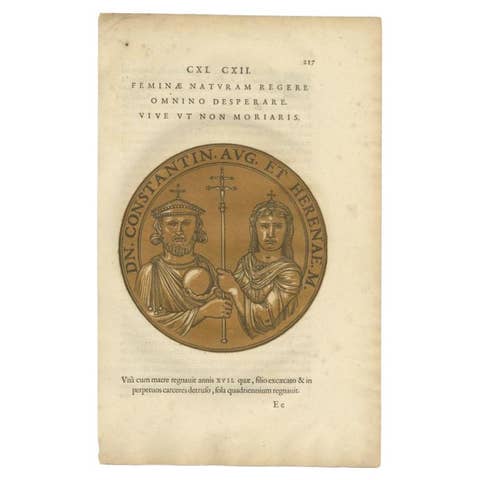 Antique Portrait of Constantine VI and His Mother Irene by Goltzius, 1645