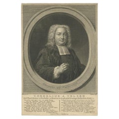 Portrait ancien de Cornelis van Velzen, médecin et professeur à Groningen, 1746
