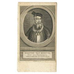 Antique Portrait of Dutch Field Marshall Marten Van Rossum, C.1760