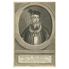 Ritratto antico del Fields Marshall olandese Marten Van Rossum, 1760 ca.