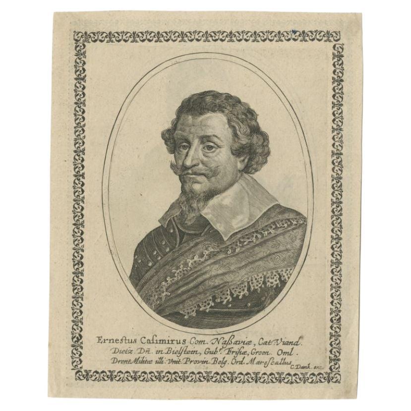 Antique Portrait of Ernst Casimir, Count of Nassau Dietz, circa 1650 For Sale