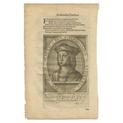 Antique Portrait of Ferdinand V of Spain by Janszoon, 1615