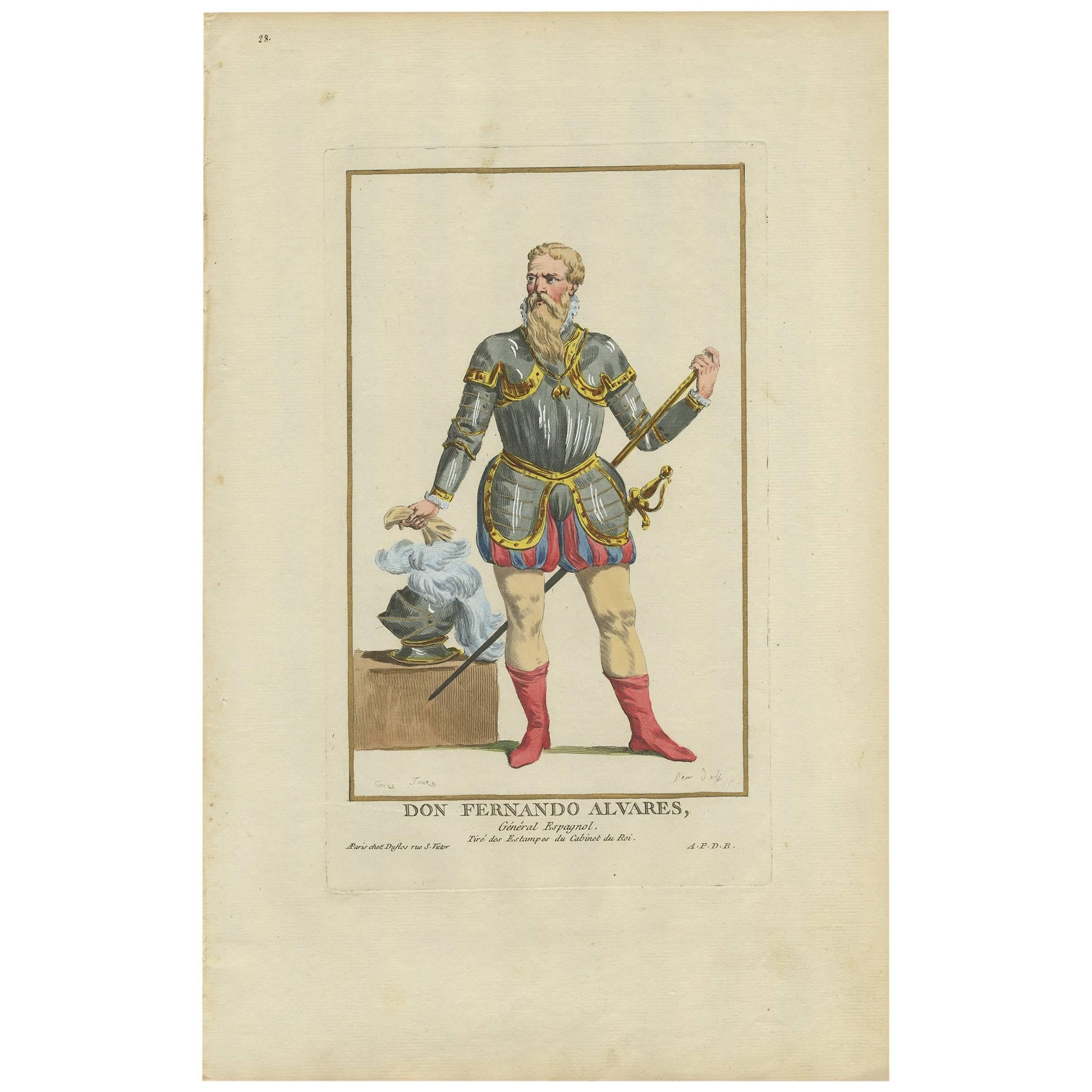 Retrato antiguo de Fernando Álvarez por P. Duflos, 1787