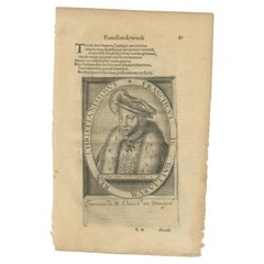 Antique Portrait of Francis II, King of France, by Janszoon, 1615