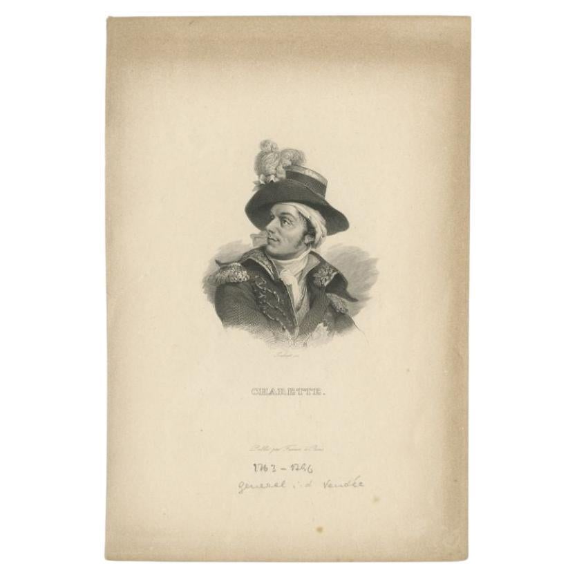 Antique Portrait of François Athanase De Charette De La Contrie by Joubert, C.18 For Sale