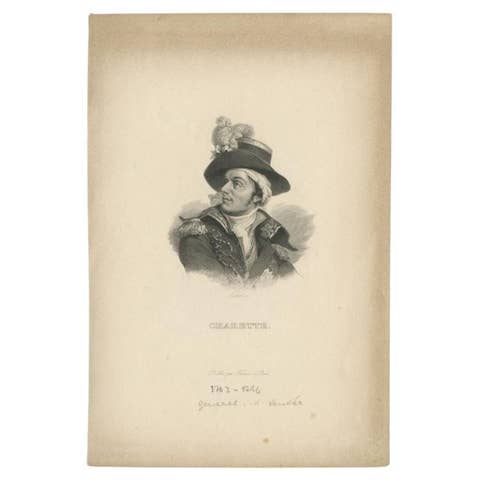 Antique Portrait of François Athanase De Charette De La Contrie by Joubert, C.18