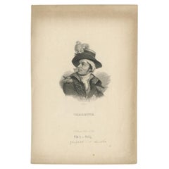 Antique Portrait of François Athanase De Charette De La Contrie by Joubert, C.18