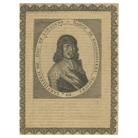 Antique Portrait of Francois Baron De Bassompierre, circa 1651