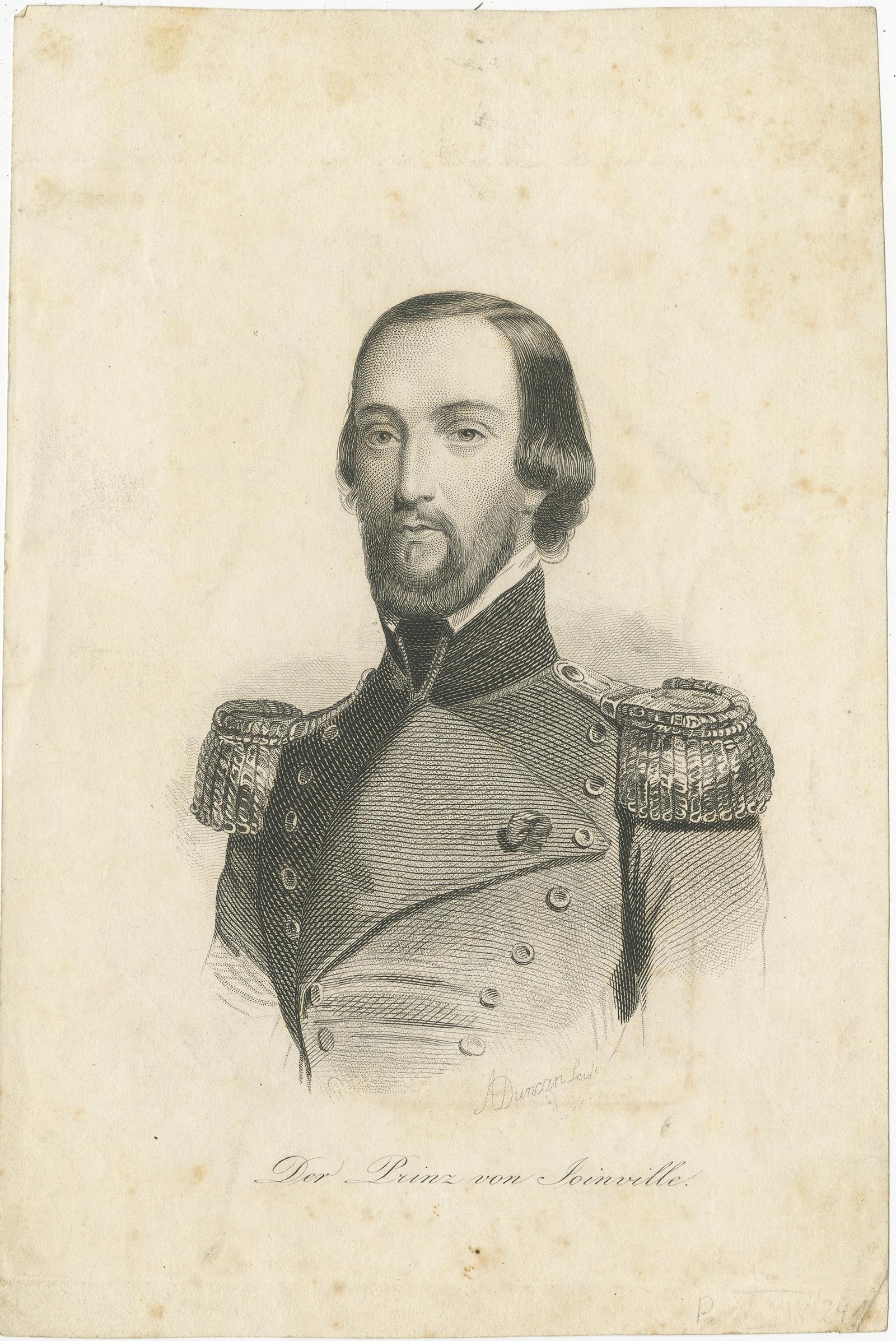 19th Century Antique Portrait of François d'Orleans, Prince de Joinville, c.1880 For Sale