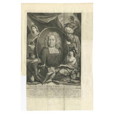 Antique Portrait of Francois Valentijn, a Missionary who worked at Ambon, 1726