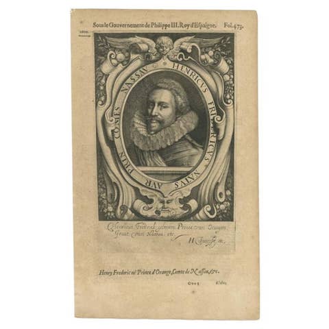 Antique Portrait of Frederick Henry, Prince of Orange, 1618