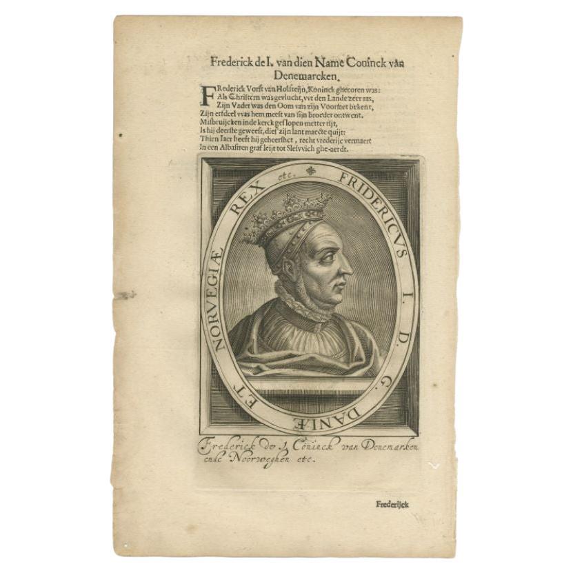Antique Portrait of Frederick of Sweden by Janszoon, 1615 For Sale