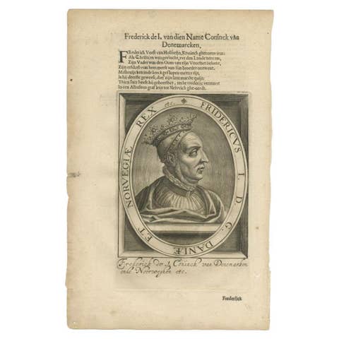 Antique Portrait of Frederick of Sweden by Janszoon, 1615