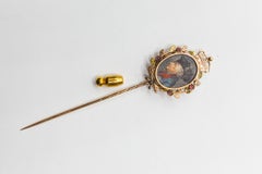 Antique Portrait of Frederick the Great Stick Pin with Small Amethyst
