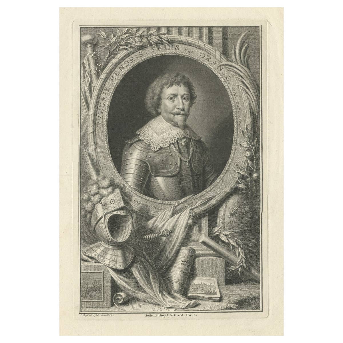 Antique Portrait of Frederik Hendrik, Prince of Orange, Etc Etc, 1749