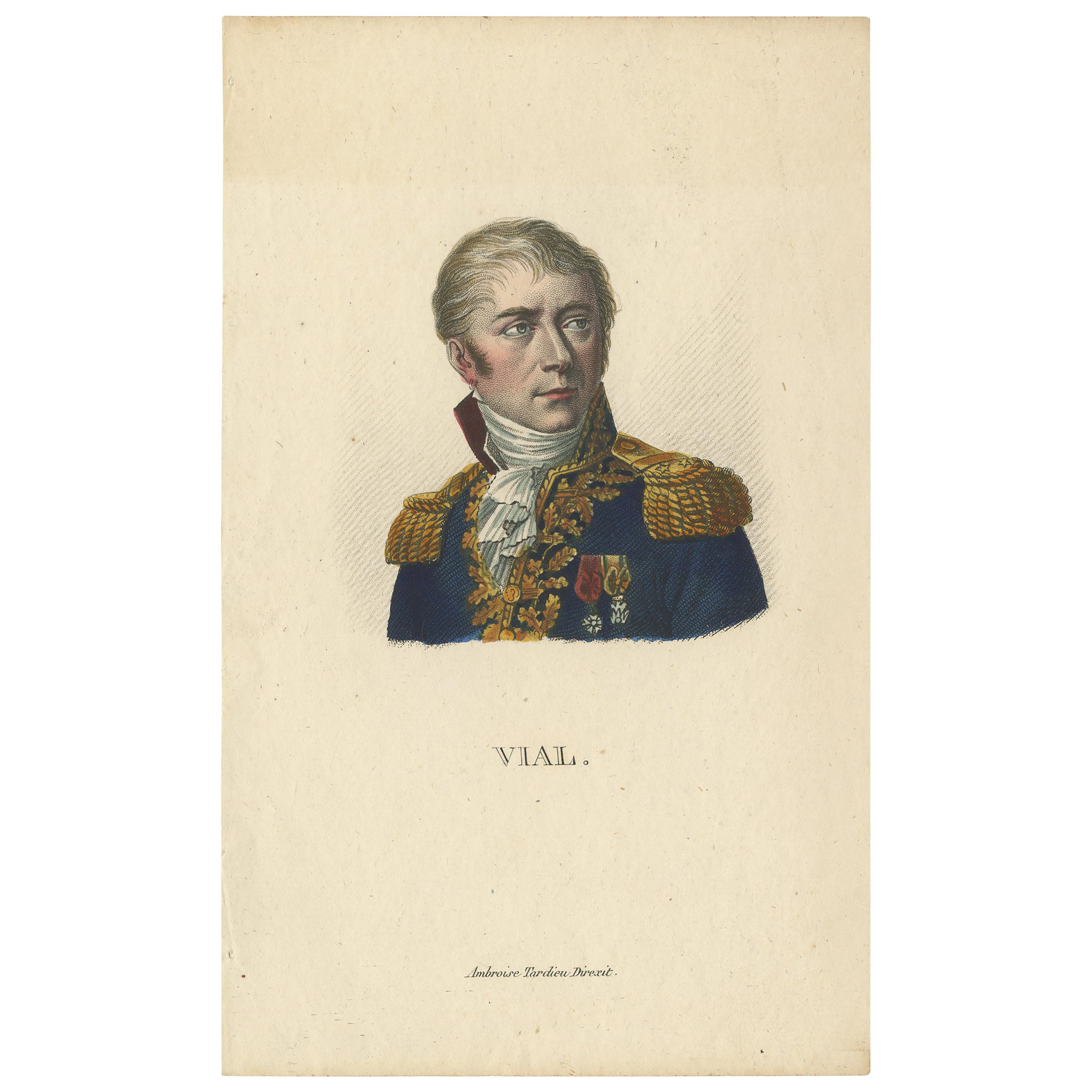 Antique Portrait of French General Honoré Vial by Tardieu, 'c.1820'