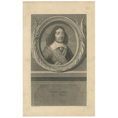 Antique Portrait of G. Monck by B. Audran, circa 1715