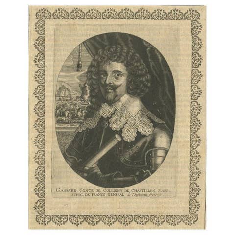 Antique Portrait of Gaspard III de Coligny, c.1643