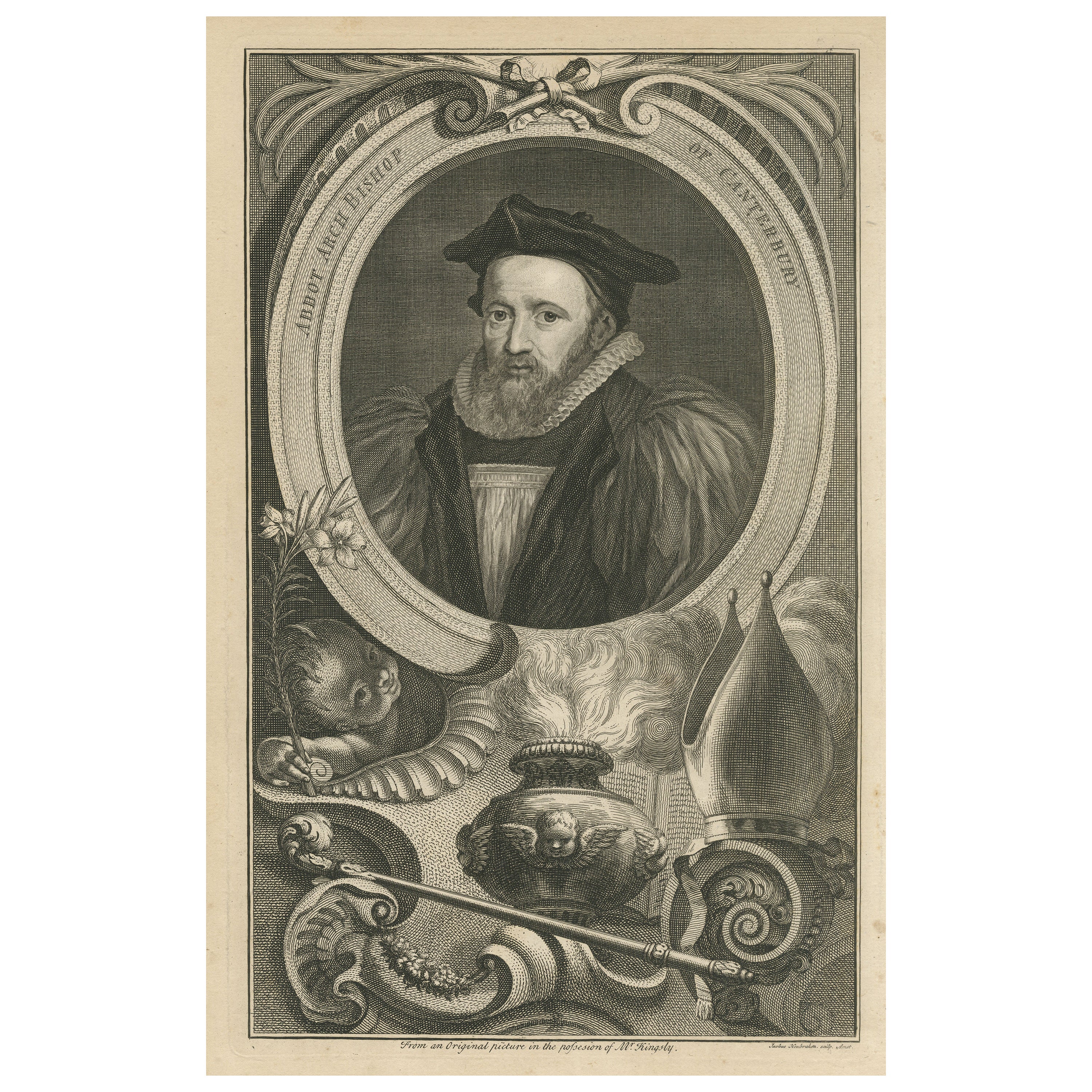 Antique Portrait of George Abbot, Archbishop of Canterbury