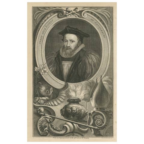 Antique Portrait of George Abbot, Archbishop of Canterbury