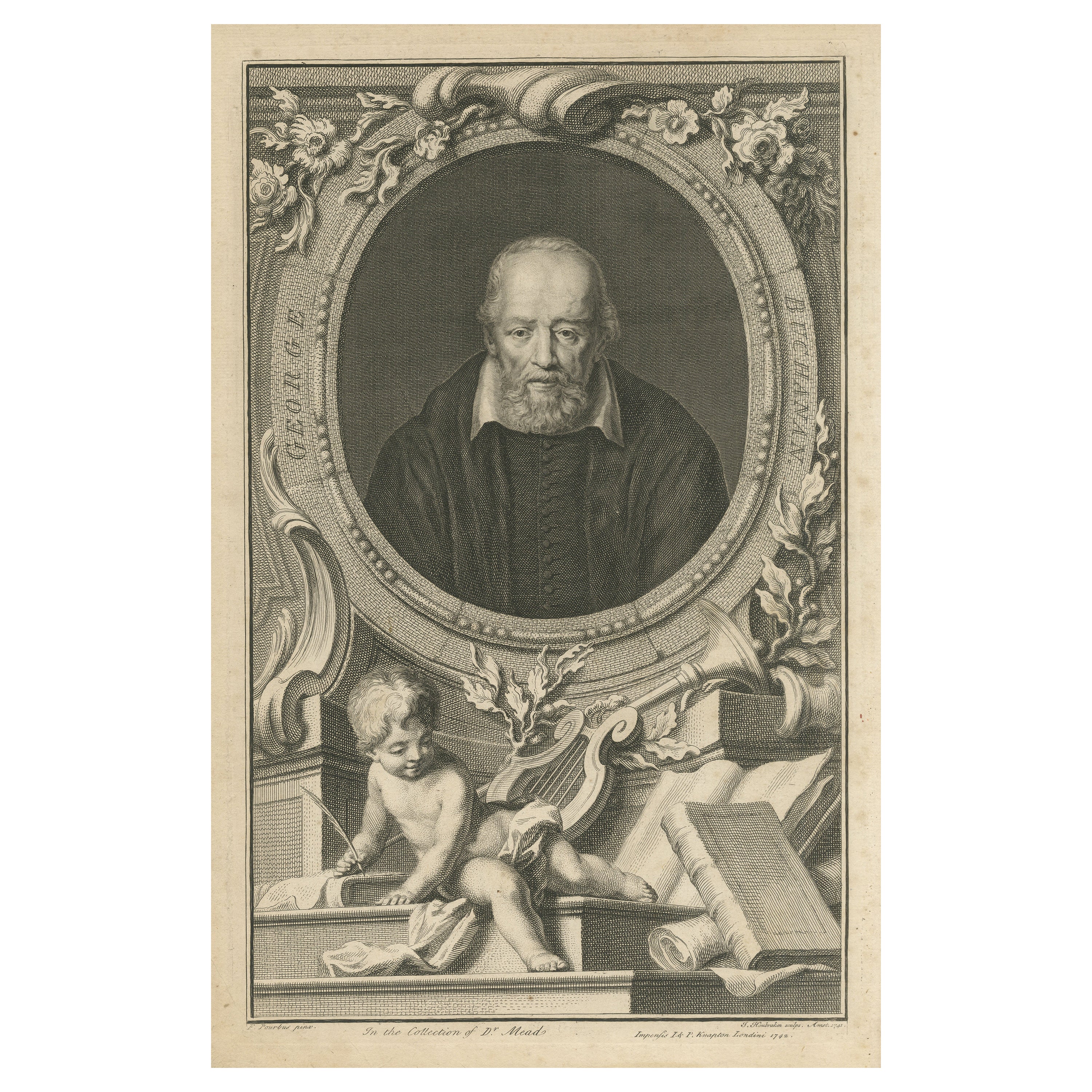 Antikes Porträt von George Buchanan, schottischem Historiker und Humanist im Angebot
