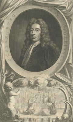 Retrato antiguo de George Byng por J. Houbraken, 1747