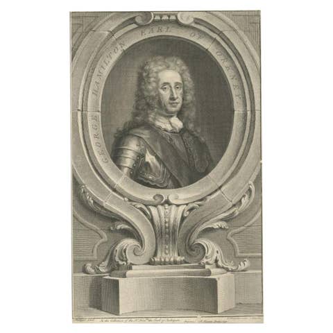 Antique Portrait of George Hamilton, 1st Earl of Orkney, Published in 1742