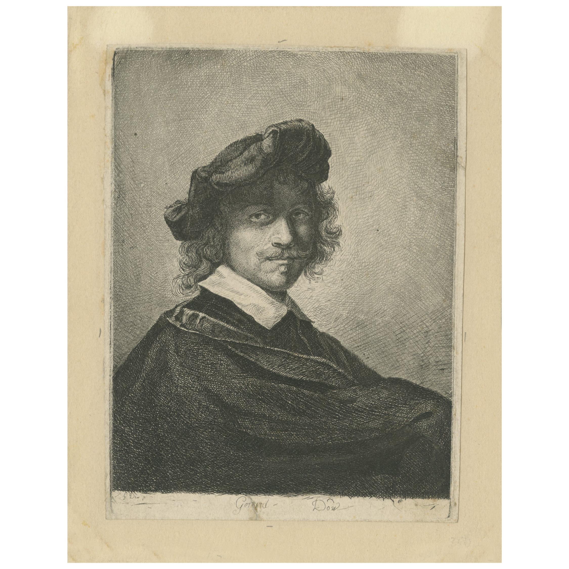 Antique Portrait of Gerrit Dou 'circa 1850'