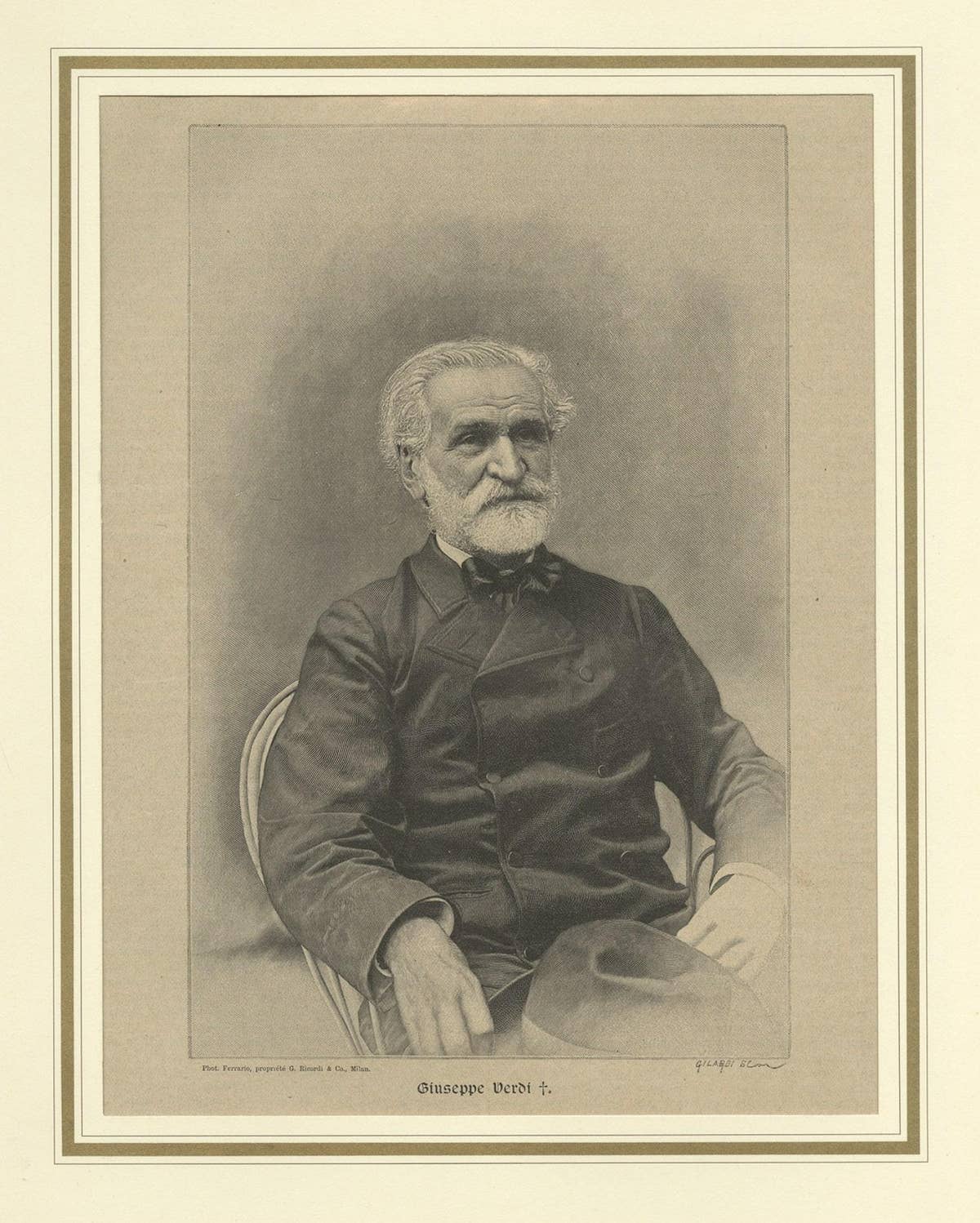 Antique Portrait of Giuseppe Verdi, an Italian Opera Composer, 1901