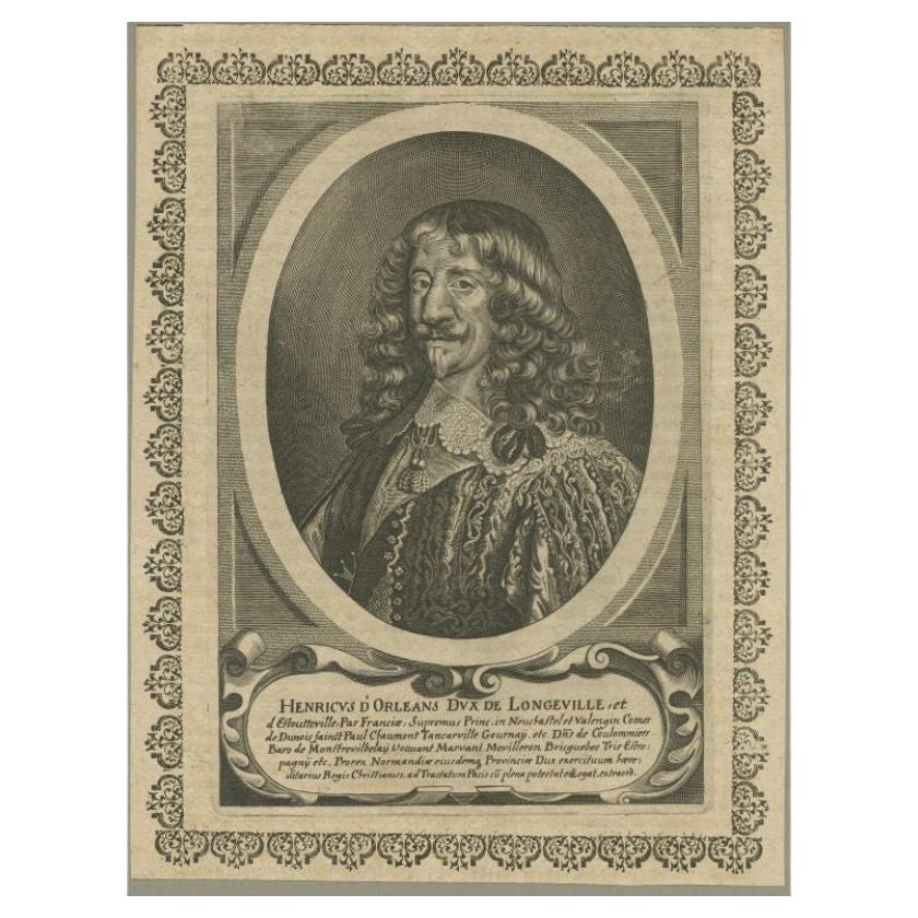 Antique Portrait of Henri ii D'orléans, Duke of Longueville, C.1652 For Sale