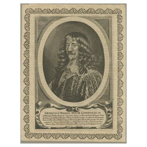 Antique Portrait of Henri ii D'orléans, Duke of Longueville, C.1652