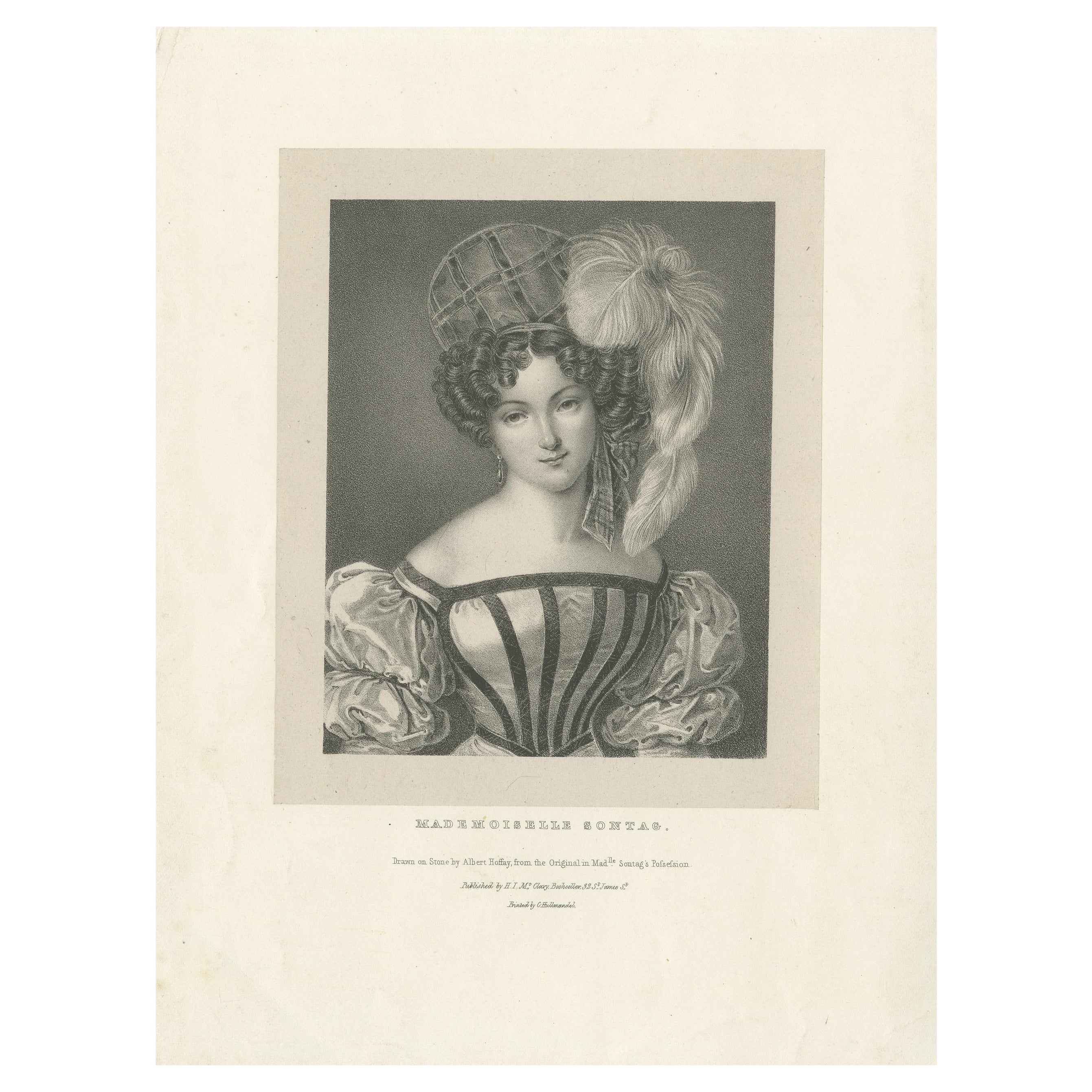 Retrato antiguo de Henriette Sontag por Hullmandel 'c.1860'