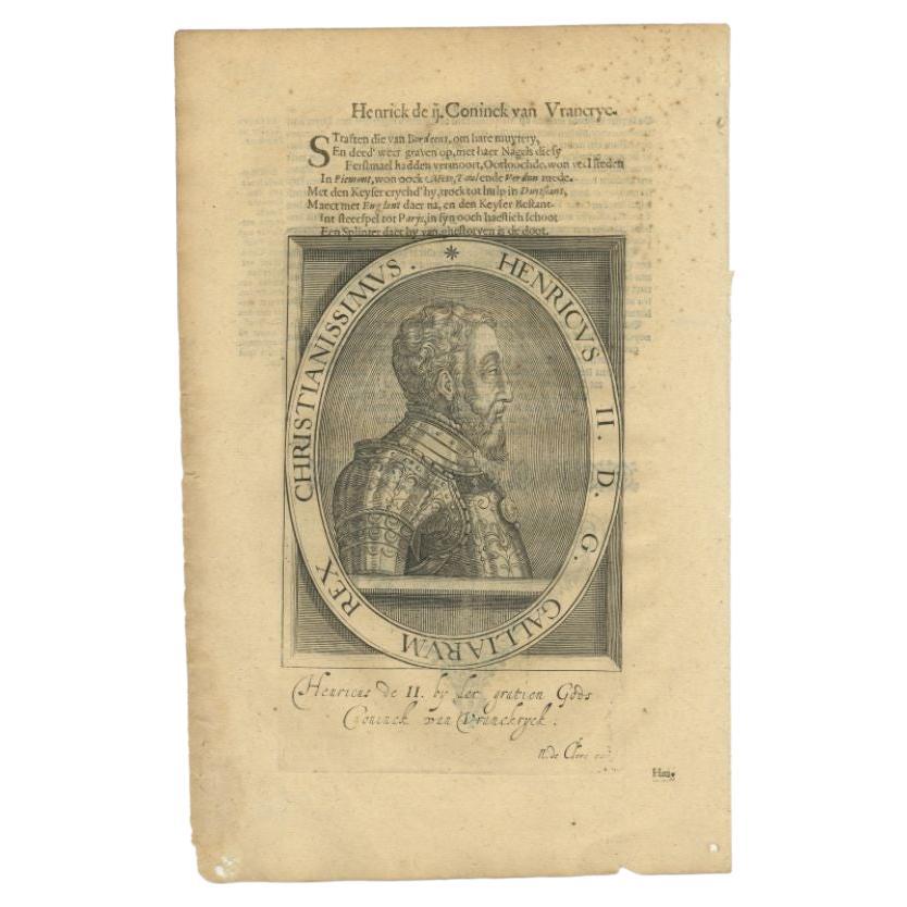 Antique Portrait of Henry II of France by Janszoon, 1615 For Sale
