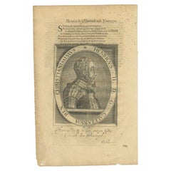 Antique Portrait of Henry II of France by Janszoon, 1615