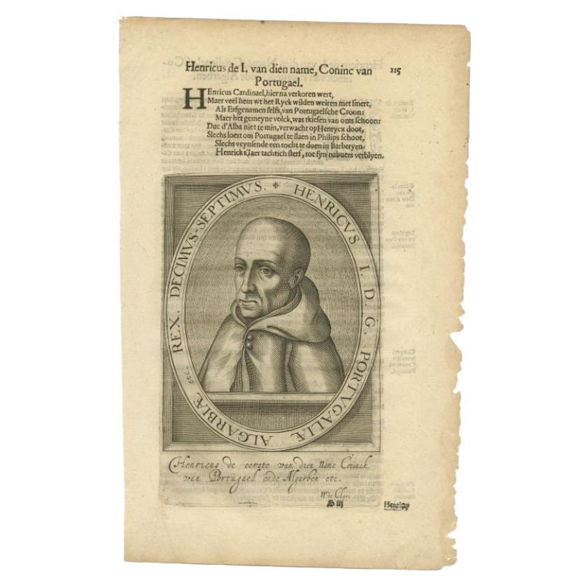 Antique Portrait of Henry of Portugal by Janszoon, 1615 For Sale