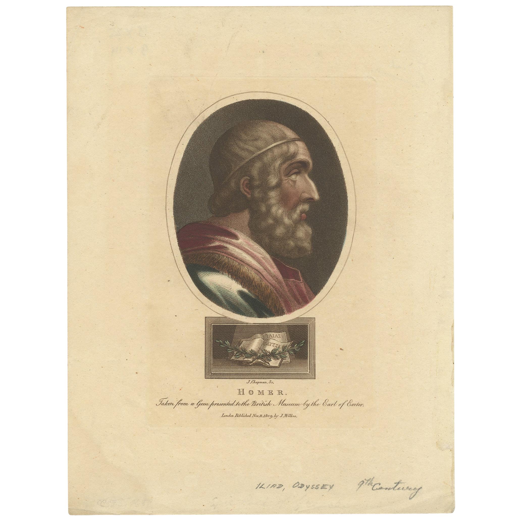 Antique Portrait of Homer by Wilkes