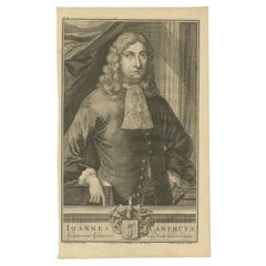 Antique Portrait of J. Camphuys, Governor-General of the Dutch East Indies, 1726