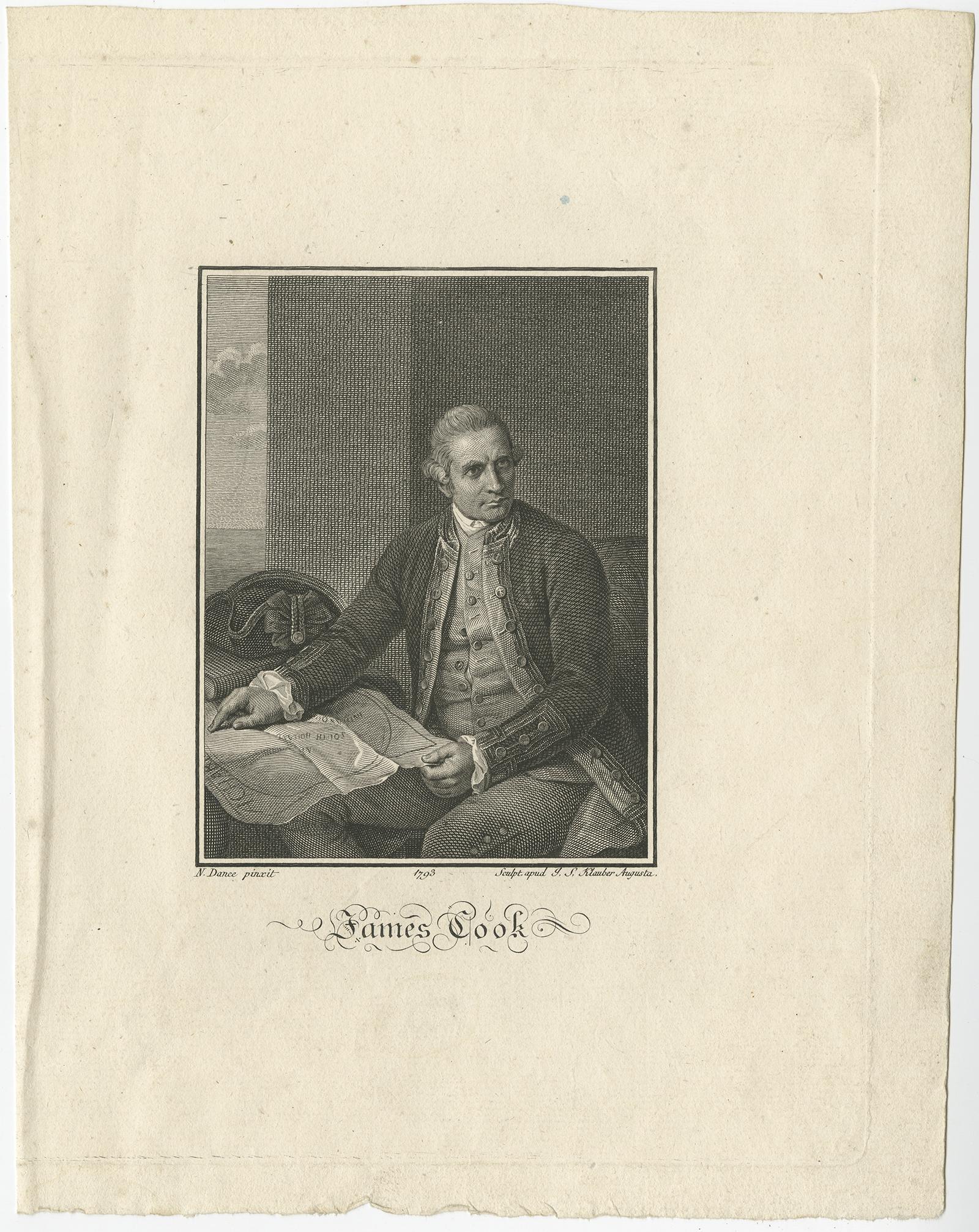 Portrait ancien de James Cook, 1803 Bon état - En vente à Langweer, NL