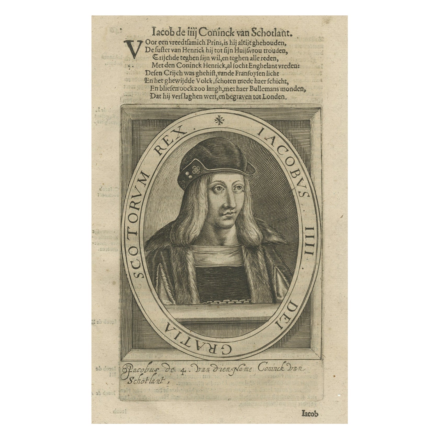 Antikes Porträt von James IV., König von Schottland, von Janszoon, 1615