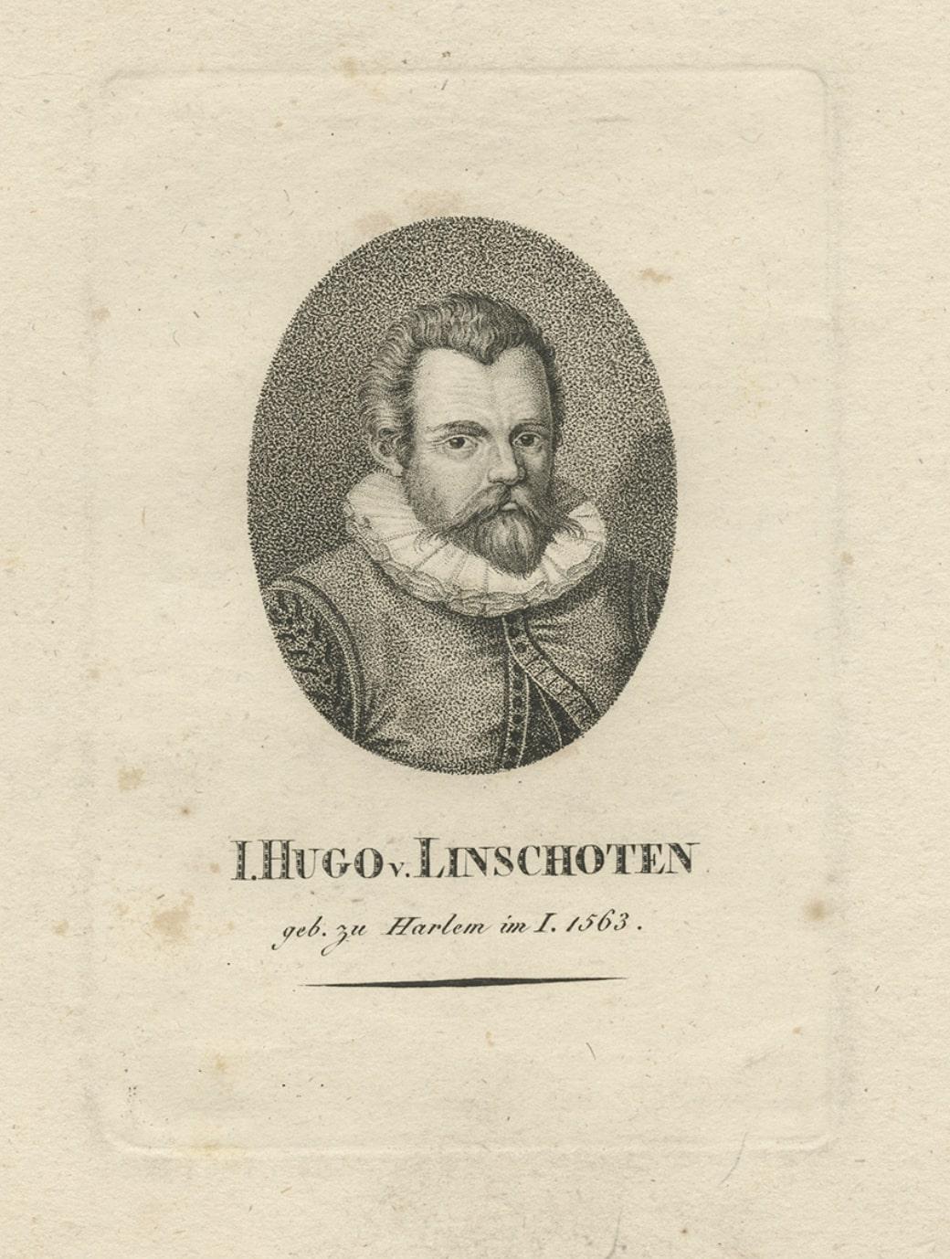 Paper Antique Portrait of Jan Huygen van Linschoten, c.1810 For Sale
