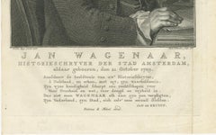 Antique Portrait of Jan Wagenaar – Dutch Historian of Amsterdam, Dated 1766