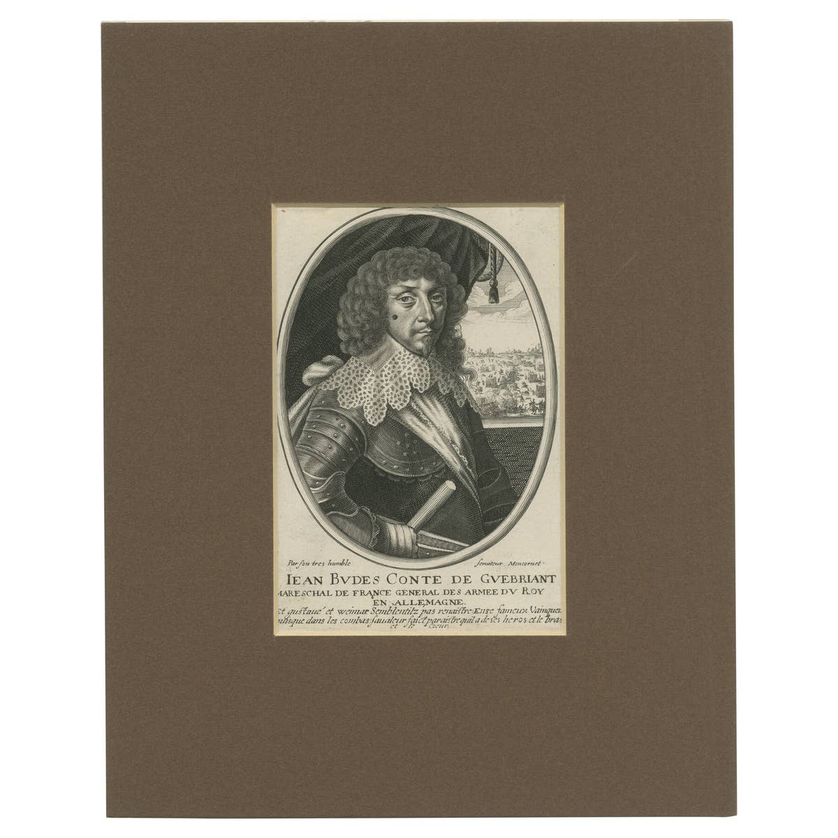 Antique Portrait of Jean Baptiste Budes, Comte de Guébriant
