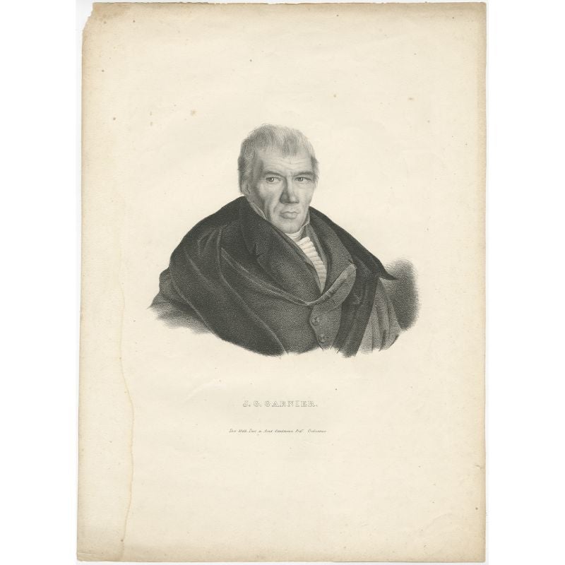 Antique Portrait of Jean-Guillaume Garnier, French Mathematician For Sale
