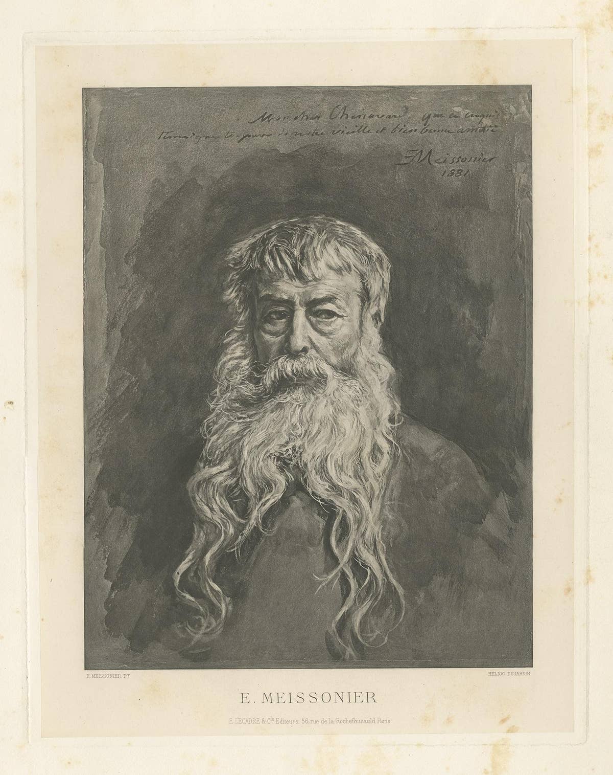 Antique Portrait of Jean-Louis-Ernest Meissonier by Dujardin, circa 1880