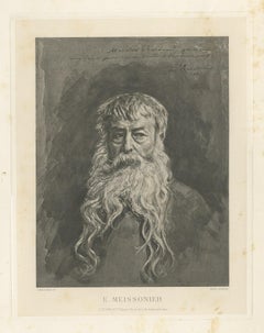 Antique Portrait of Jean-Louis-Ernest Meissonier by Dujardin, circa 1880