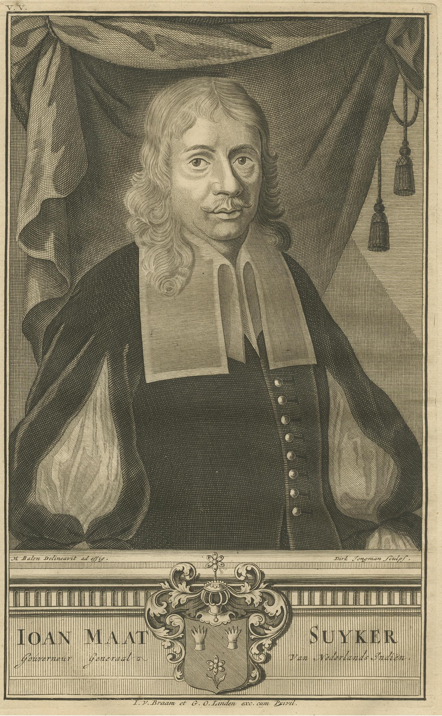 18th Century Antique Portrait of Joan Maatsuycker by Valentijn, '1726'