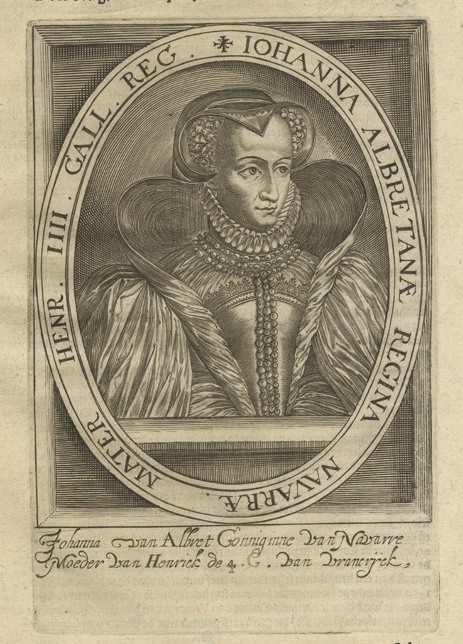 Papier Portrait ancien de Joan de Navarre, reine d'Angleterre, 1615 en vente