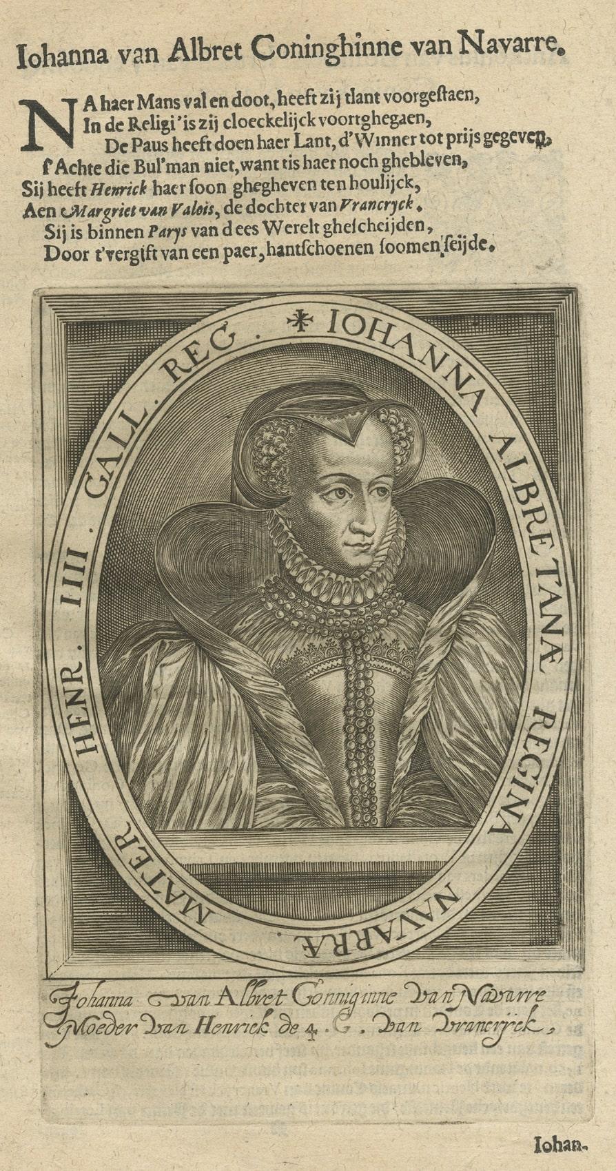 Portrait ancien de Joan de Navarre, reine d'Angleterre, 1615 en vente