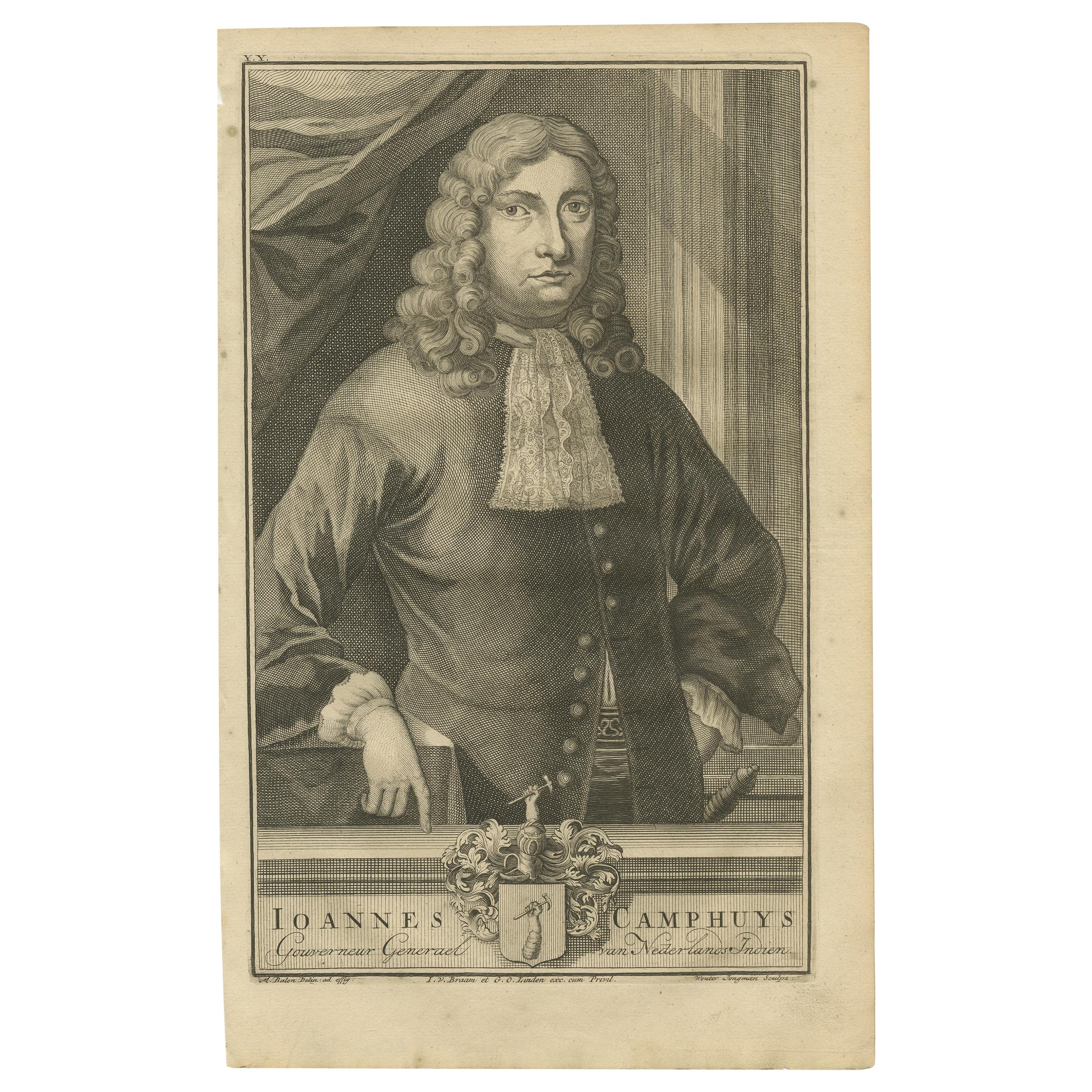 Antique Portrait of Johannes Camphuys by Valentijn, '1726'