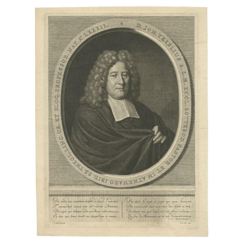 Antique Portrait of Johannes Texelius, Pastor at Rotterdam, circa 1770 For Sale